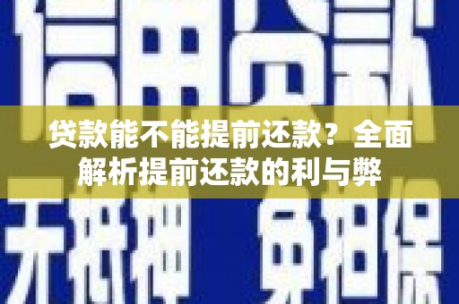 扎囊贷款能不能提前还款？全面解析提前还款的利与弊