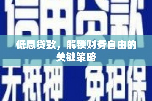 扎囊低息贷款，解锁财务自由的关键策略